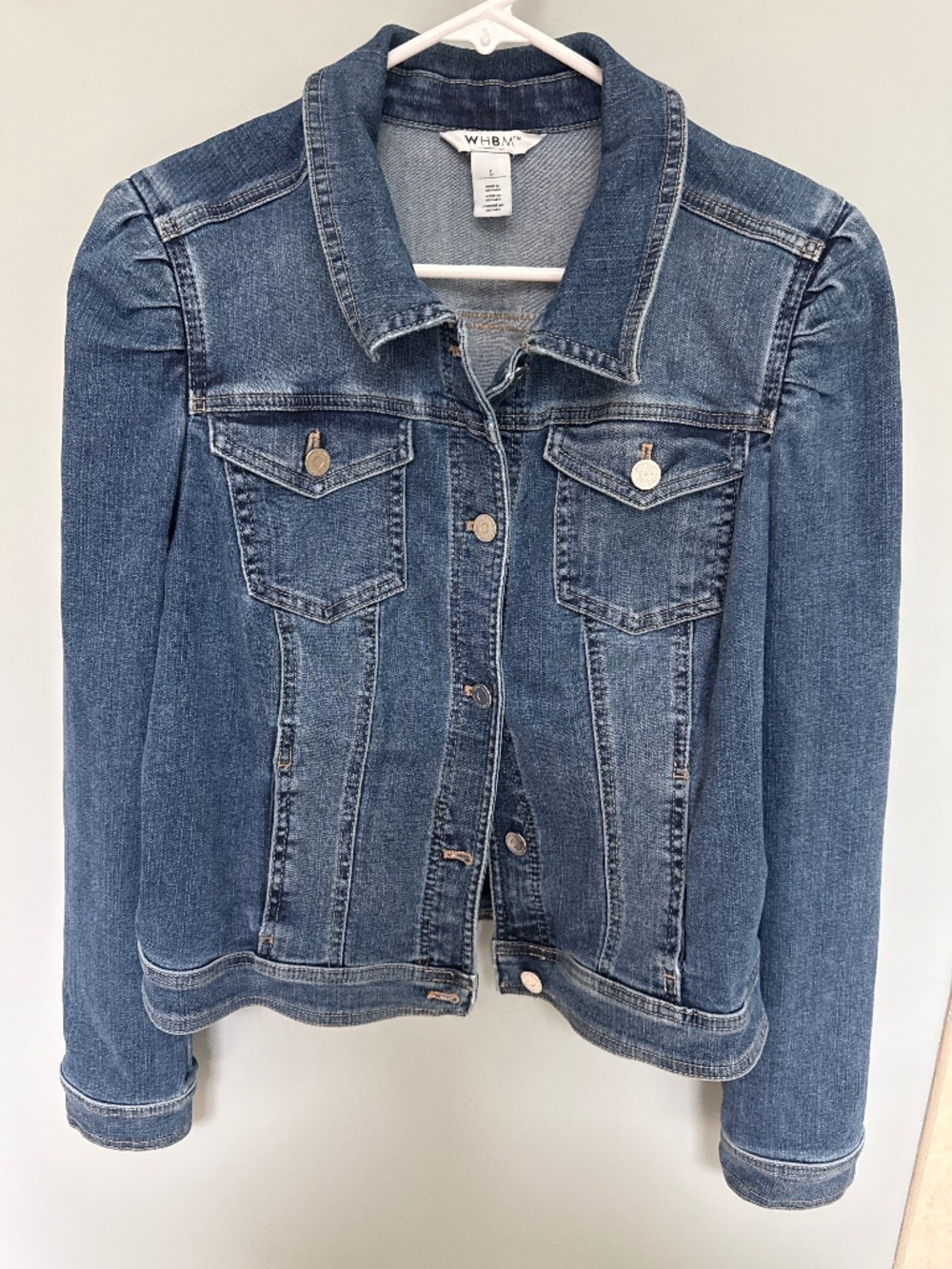 Puff sleeve White House Black Market denim jacket L